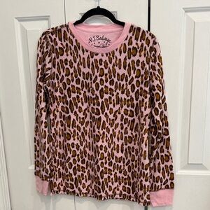 PJ Salvage Pink and Brown Leopard Long Sleeve Top